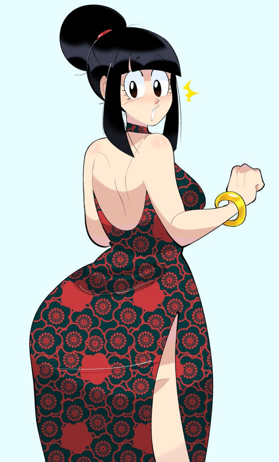 big_ass black_hair bubble_butt chichi dragon_ball_z dress hair_bun jammedvhs