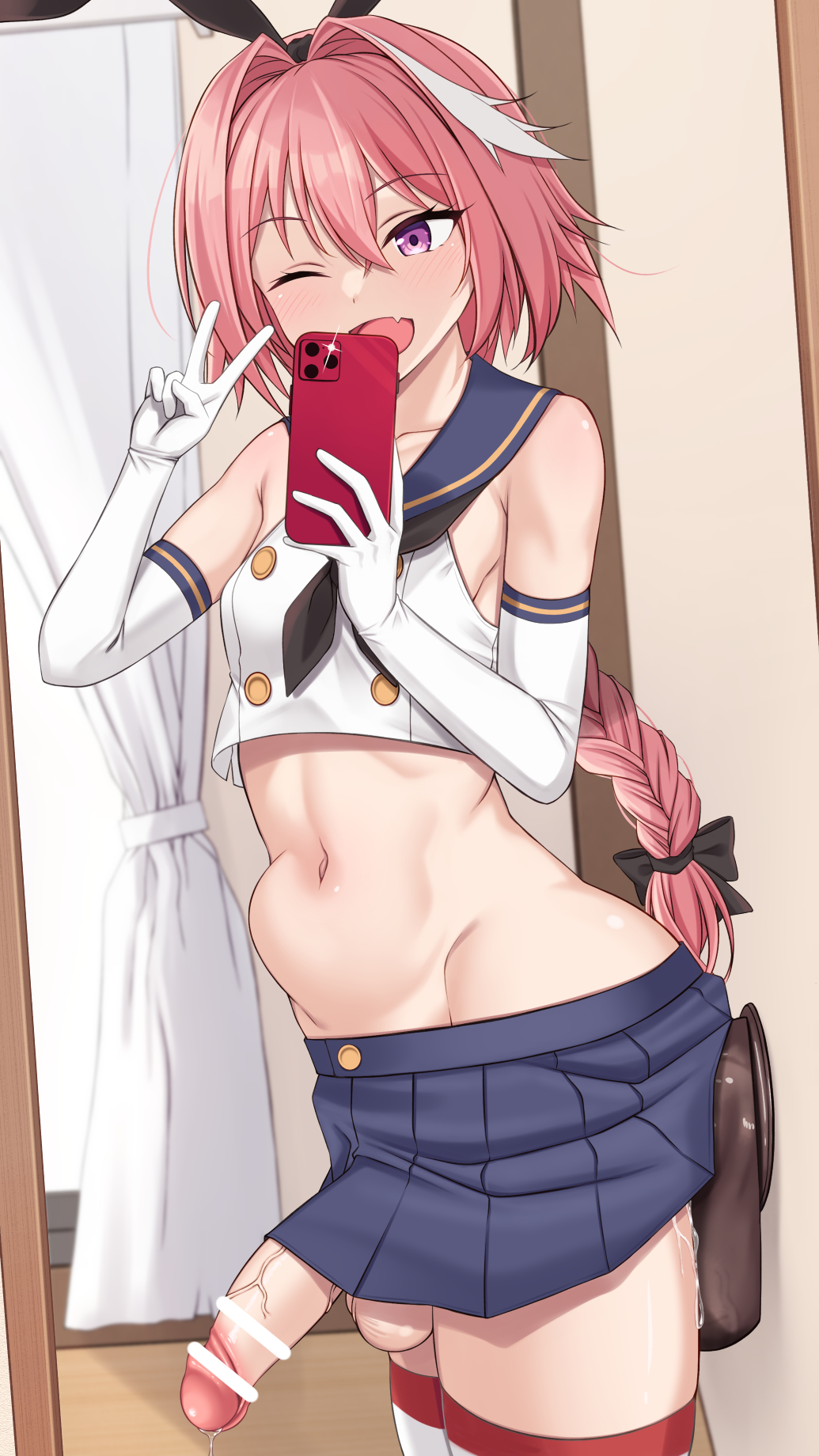 1boy anal anal_insertion anal_masturbation armwear astolfo_(fate) bad_anatomy belly belly_button big_dildo big_penis braid braided_hair bunny_ears cellphone crop_top crossdressing dildo dildo_in_ass dildo_insertion elbow_gloves fate/apocrypha fate/grand_order fate_(series) femboy femboy_only feminine feminine_male huge_dildo hung_trap large_dildo large_penis light-skinned_male light_skin lip_fang male male_only masturbation mobukichi penis penis_under_skirt phone pink_hair purple_eyes rabbit_ears red_socks revealing_clothes selfie sex_toy short_hair skirt socks solo solo_femboy stomach_bulge striped_socks suction_cup_dildo taking_picture taking_selfie thick thick_thighs thigh_highs thigh_socks thighhighs thighs trap tummy twink two_tone_hair veiny_penis wall_mounted_dildo white_highlights white_socks wink