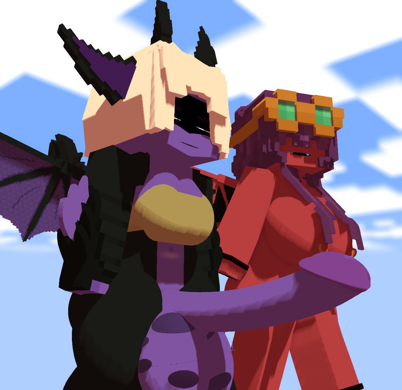 1futa 1girls 3d 

goggles_on_forehead anilem_(mjbt) anthro balls black_body breasts dragon female futanari humanoid_penis melinajbt minecraft penis pregnant purple_body purple_skin tagme