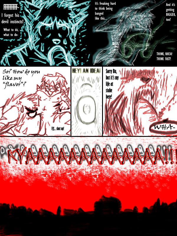 buwaro_elexion clothed clothing comic demon fangs fellatio female imminent_penectomy jakkai male mysterious_messiah oral oral_sex ouch pain penis_biting rhea_snaketail sex slightly_damned straight webcomic