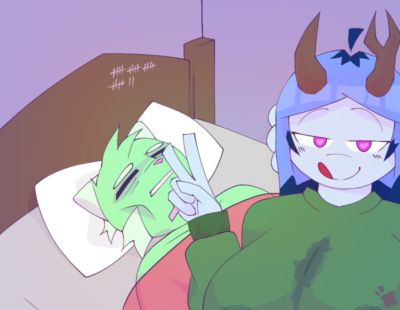 <3_eyes amphibian anthro axolotl blue_hair bodily_fluids breasts closed_eyes clothing comuny_(toasterstealer) connie_(toasterstealer) cum cum_between_breasts cum_in_clothing cum_on_breasts drained duo female fur genital_fluids gesture green_body green_clothing green_fur hair heart horn hybrid looking_at_viewer male male/female male/male mammal marine meme mole_salamander procyonid purple_eyes raccoon salamander smile smiling_at_viewer tagme toasterstealer v_sign wet wet_clothing