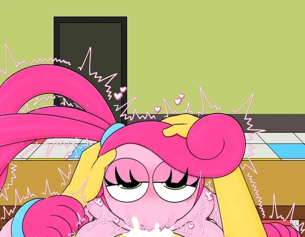 2d, 2d (artwork), ass, big ass, big breasts, big butt, blowjob, breasts, female, green eyes, male, male pov, mommy long legs, oral, oral creampie, oral penetration, oral sex, penis, pink body, pink hair, pink skin, player, point of view, poppy playtime, pov, protagonist (poppy playtime), shaking, straight, sucking penis, trembling