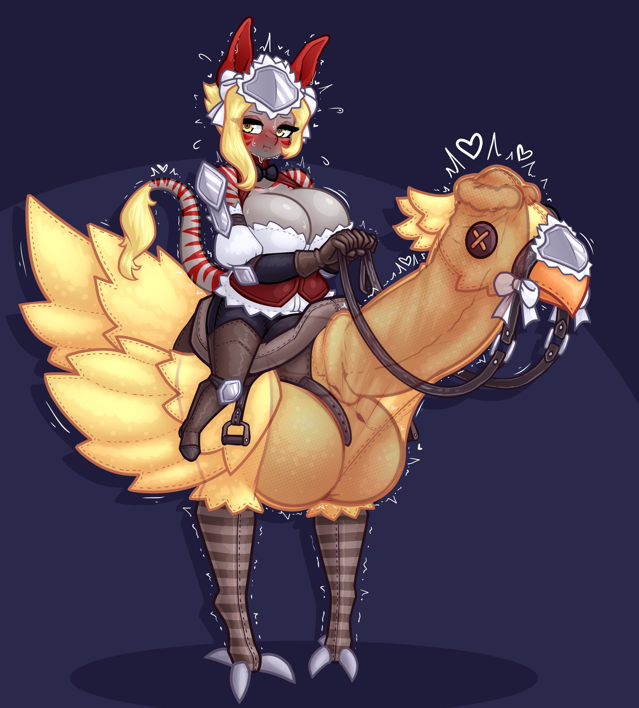 1futa, 2023, animal ears, anthro, balls, big breasts, big tail, blonde hair, bottomless, breasts, chocobo, costume, dark penis, erection, final fantasy, futa only, futanari, gigantic balls, gigantic penis, gigantic testicles, grey body, horsecock, humanoid, intersex, light skin, light-skinned futa, limebreaker, long hair, mostly clothed, original character, partially clothed, penis, penis costume, sitting, solo, solo futa, standing, testicles, throbbing penis, x-ray