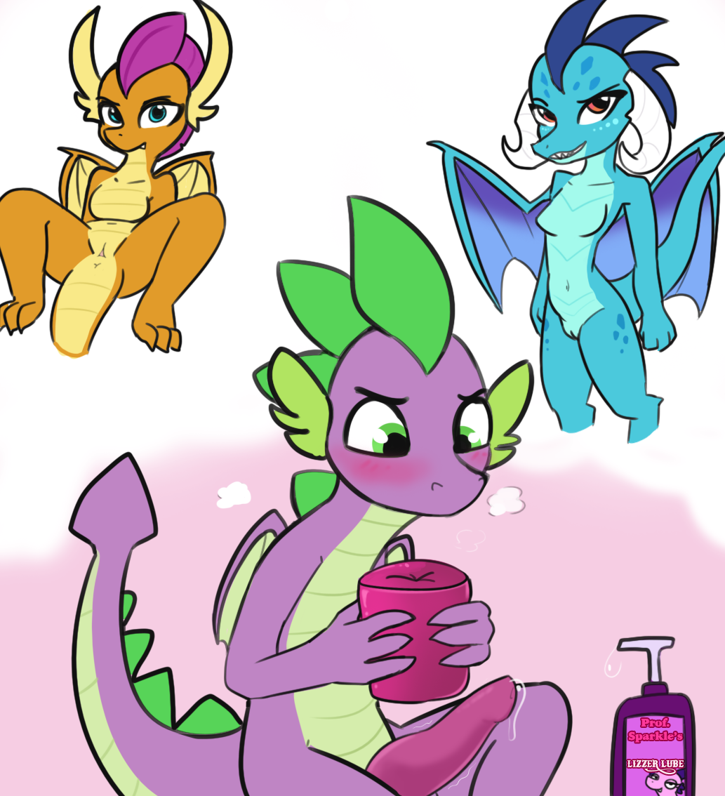 anthro anus blue_body blue_eyes blue_skin blush bodily_fluids breasts dragon female friendship_is_magic genital_fluids genitals green_eyes hasbro horn lube male my_little_pony orange_body orange_skin penetrable_sex_toy penis precum princess_ember_(mlp) purple_body purple_skin pussy red_eyes scalie sex_toy smolder_(mlp) spike_(mlp) spikes tail tjpones wings