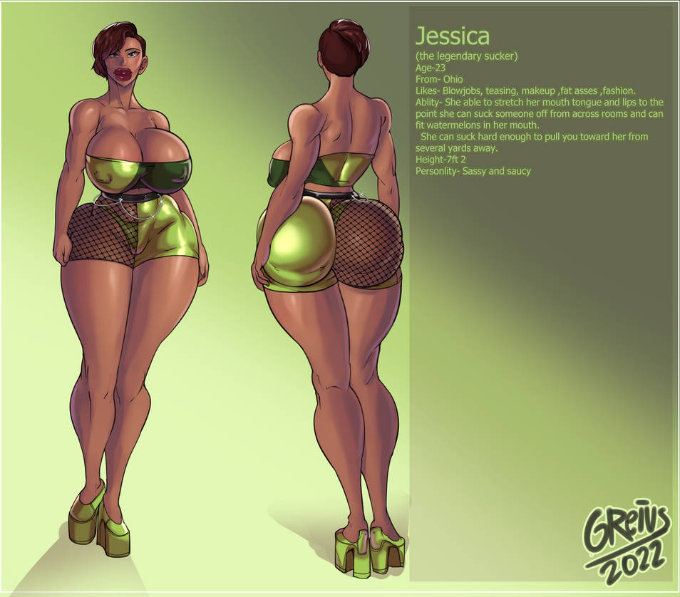 1girls 2022 ass asymmetrical_clothes asymmetrical_legwear bare_shoulders belly_chain big_ass big_breasts blitzhero breasts brown_hair character_bio character_sheet clothed curvaceous curvy curvy_figure dark-skinned_female dark_skin digital_media_(artwork) english_text female fishnet full_body green_clothing green_theme heels hips huge_ass huge_breasts human jessica_(justgreivs) justgreivs kneepits large_ass large_breasts legs lips long_legs platform_heels short_hair skimpy_clothes text thick thick_hips thick_legs thick_lips thick_thighs thighs voluptuous voluptuous_female waist wide_hips