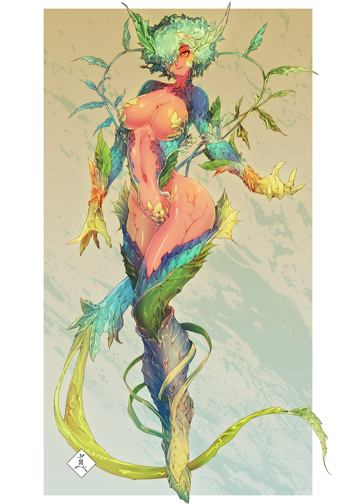 1girls, big breasts, breasts, female, mabo9317, monster girl, original