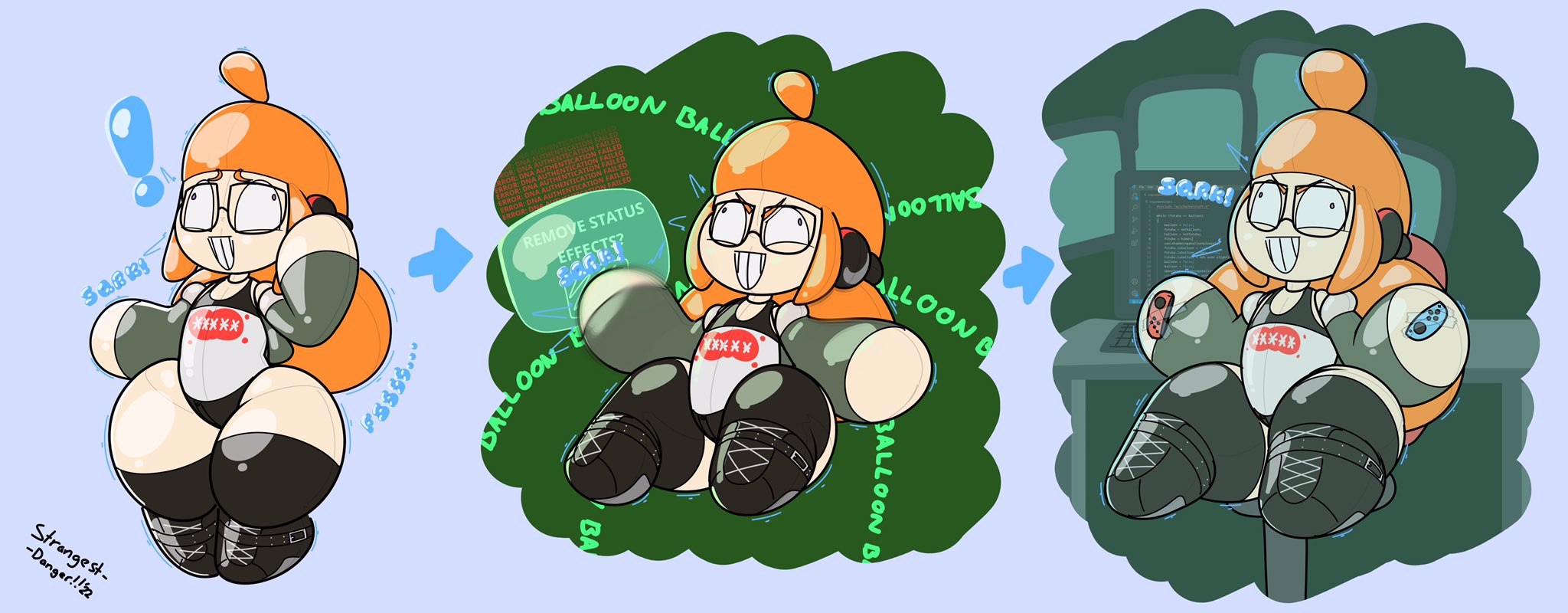 1girls, balloon, balloon fetish, doll, dollification, female, inanimate transformation, inflatable, inflatable transformation, living inflatable, objectification, permanent smile, persona, persona 5, pool toy, sakura futaba, strangeydangey, swelling, transformation