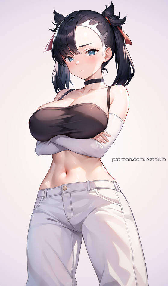 1girls ai_generated azto_dio aztodio belly big_breasts breasts clothed clothing marnie_(pokemon) pokemon