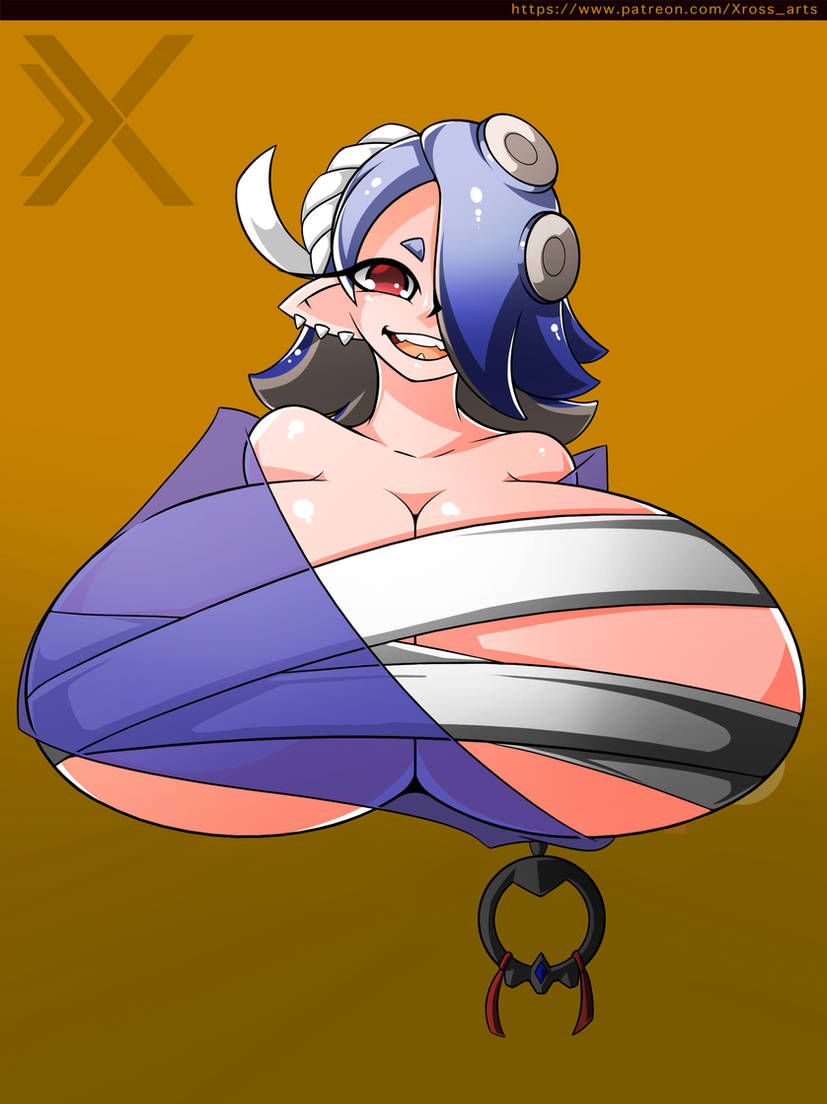 barely_clothed big_breasts boob_window clothed d-xross female female_only huge_breasts nintendo no_bra see-through shiver_(splatoon) sideboob splatoon splatoon_3 underboob