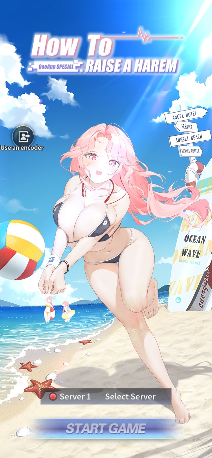 beach belly_button bikini black_bikini black_swimsuit blush bracelet breast_squeeze breasts_between_arms earbuds feet floaty hands_together headphones hi_res highres how_to_raise_a_harem huge_breasts large_breasts legs load_screen long_hair mature mature_female ocean official_art pink_eyes pink_hair sand screenshot sea smiling smiling_at_viewer starfish sunlight sunny surfboard sweatband swimsuit thick_thighs thighs title title_screen volleyball water yamahana_yuki_(how_to_raise_a_harem)