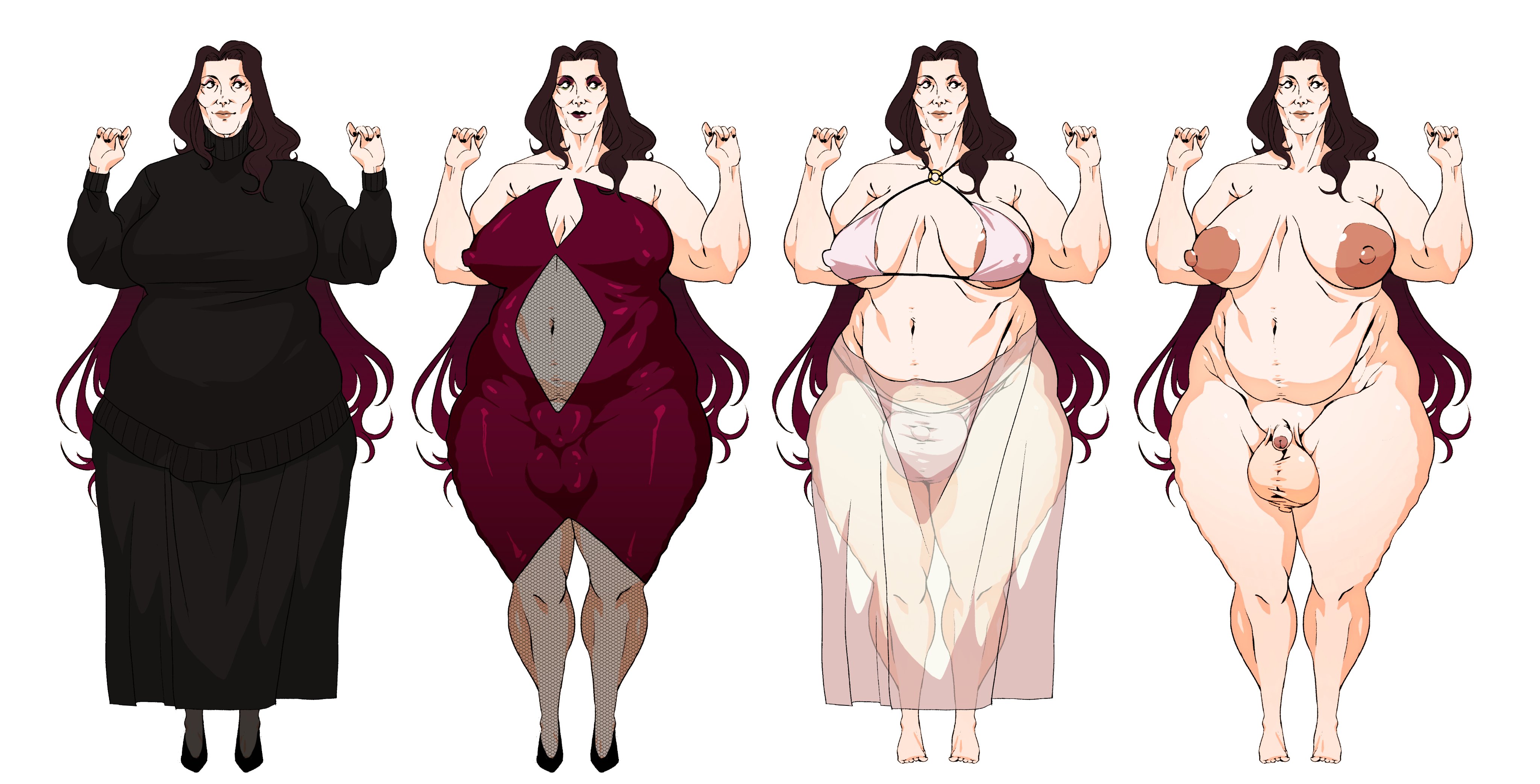 balls, big areola, big balls, big breasts, breasts, character sheet, female, futanari, goodbyesol, intersex, mature futa, milf, oc, overweight futa, penis, tiny penis