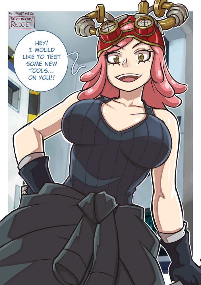 breasts english_text female hatsume_mei mei_hatsume my_hero_academia redjet subtitles