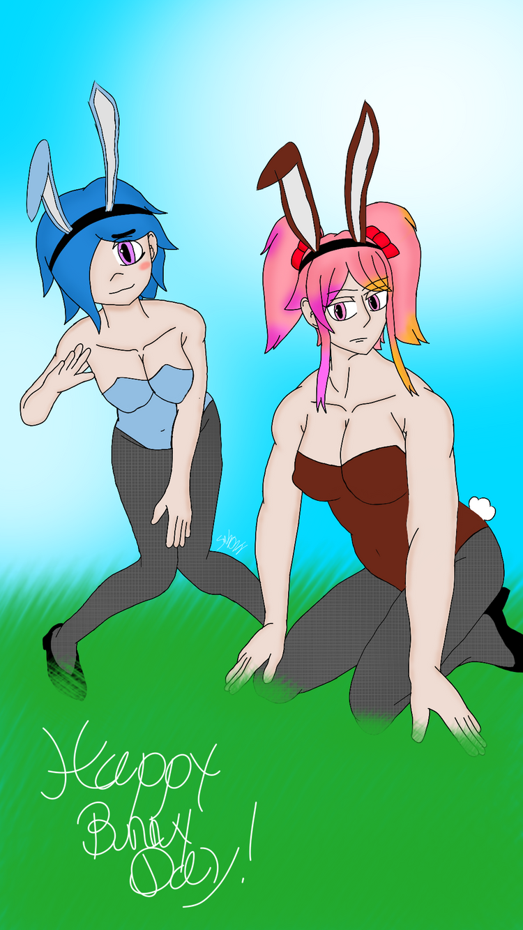 2girls bunny_girl bunny_suit bunnygirl bunnysuit female_only glitch_productions high_heels multiple_girls muscle_girl pantyhose playboy_bunny playboy_bunny_costume playboy_bunny_leotard playboy_outfit playboy_suit realdwofficial saiko_bichitaru_(smg4) smg4 tari_(smg4)