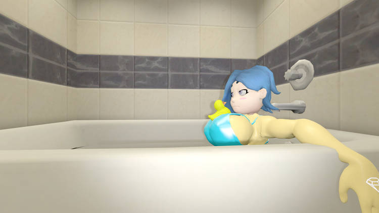 3d 3d_(artwork) bathing bathtub bikini_top classic_tari_(smg4) female female_only glitch_productions huge_breasts in_bathtub smg4 solo solo_female tari_(smg4)