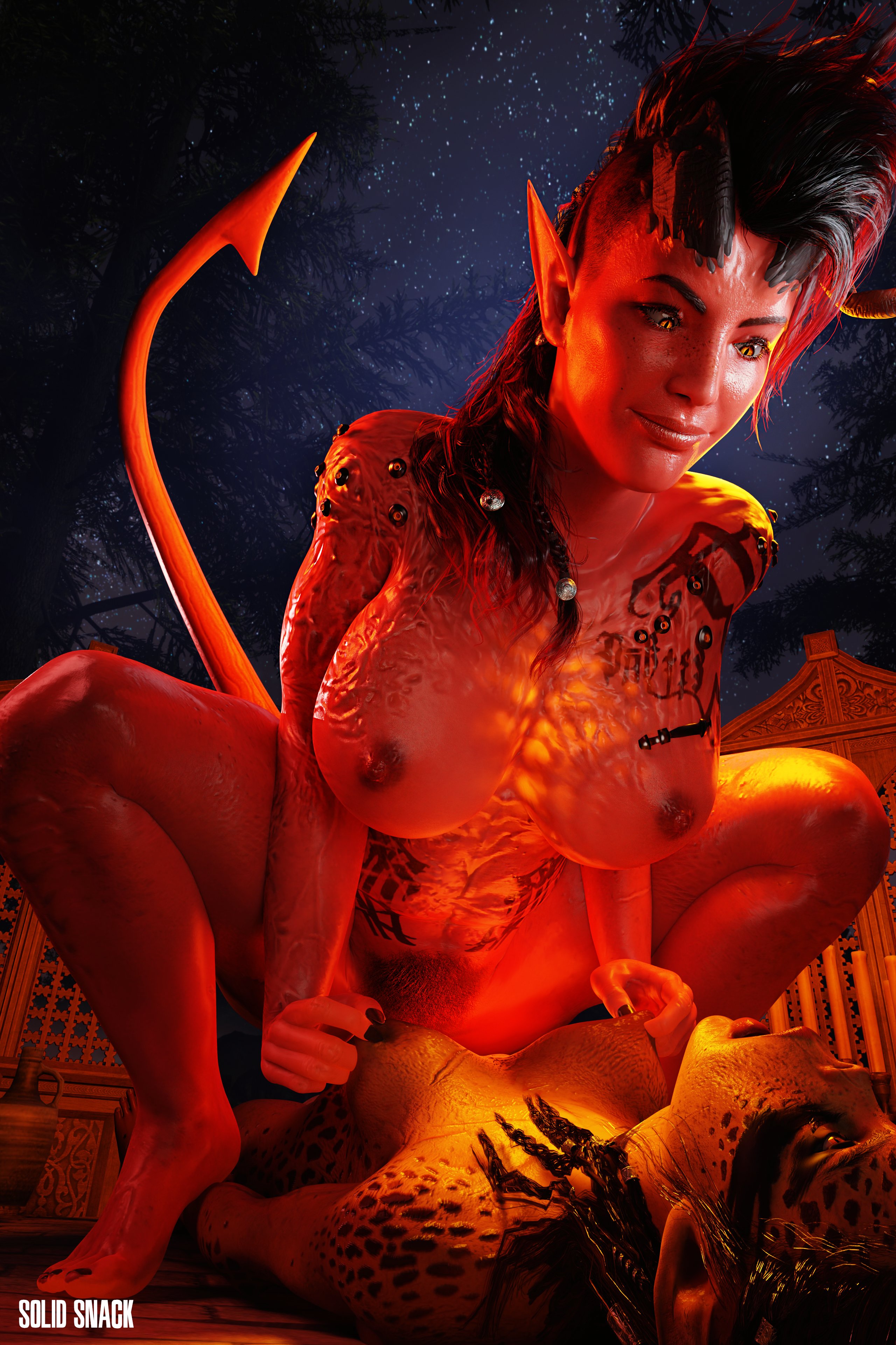2girls, 3d, baldur's gate, baldur's gate 3, black toenails, dungeons and dragons, female, female only, gith, githyanki, horned humanoid, horns, humanoid, humanoid on humanoid, interspecies, interspecies yuri, karlach, lae'zel, lezdom, mounting, multiple females, multiple girls, nipple pinch, nipple play, nipple tweak, nipples, nude, nude female, painted fingernails, pointy ears, pubic hair, red body, red skin, red-skinned female, solidsnack, tail, tattoo, tiefling, tiefling girl, yuri