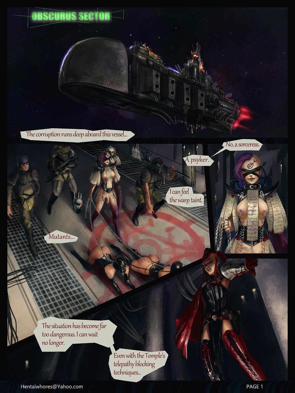 3girls breasts callidus_assassin chaos_(warhammer) chaos_cultist comic comic_page corruption english_text females futanari imperium_of_man latex leashes multiple_girls nudity officio_assassinorum psyker purity_seal slaanesh slaanesh_mark space tagme text thought_bubble warhammer_(franchise) warhammer_40k xmlx