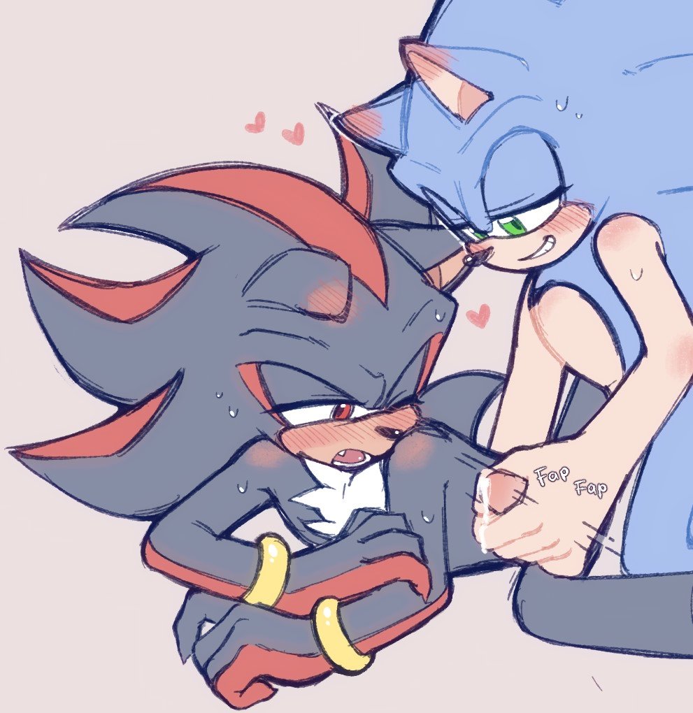 blush, gay, gay sex, hedgehog, hedgehog humanoid, jerkingoff, male, male only, masturbation, shadow the hedgehog, sonadow, sonadoww artist, sonic (series), sonic the hedgehog, sonic the hedgehog (series), yaoi