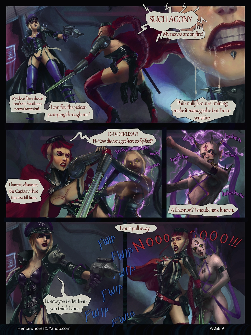 3_eyes 3girls callidus_assassin chaos_(warhammer) chaos_cultist chaos_daemon comic daemonette dialogue english_text female female_only forehead_eye imperium_of_man multi_eye multiple_girls officio_assassinorum page_9 purity_seal slaanesh slaanesh_mark speech_bubble tagme text thought_bubble warhammer_(franchise) warhammer_40k xmlx