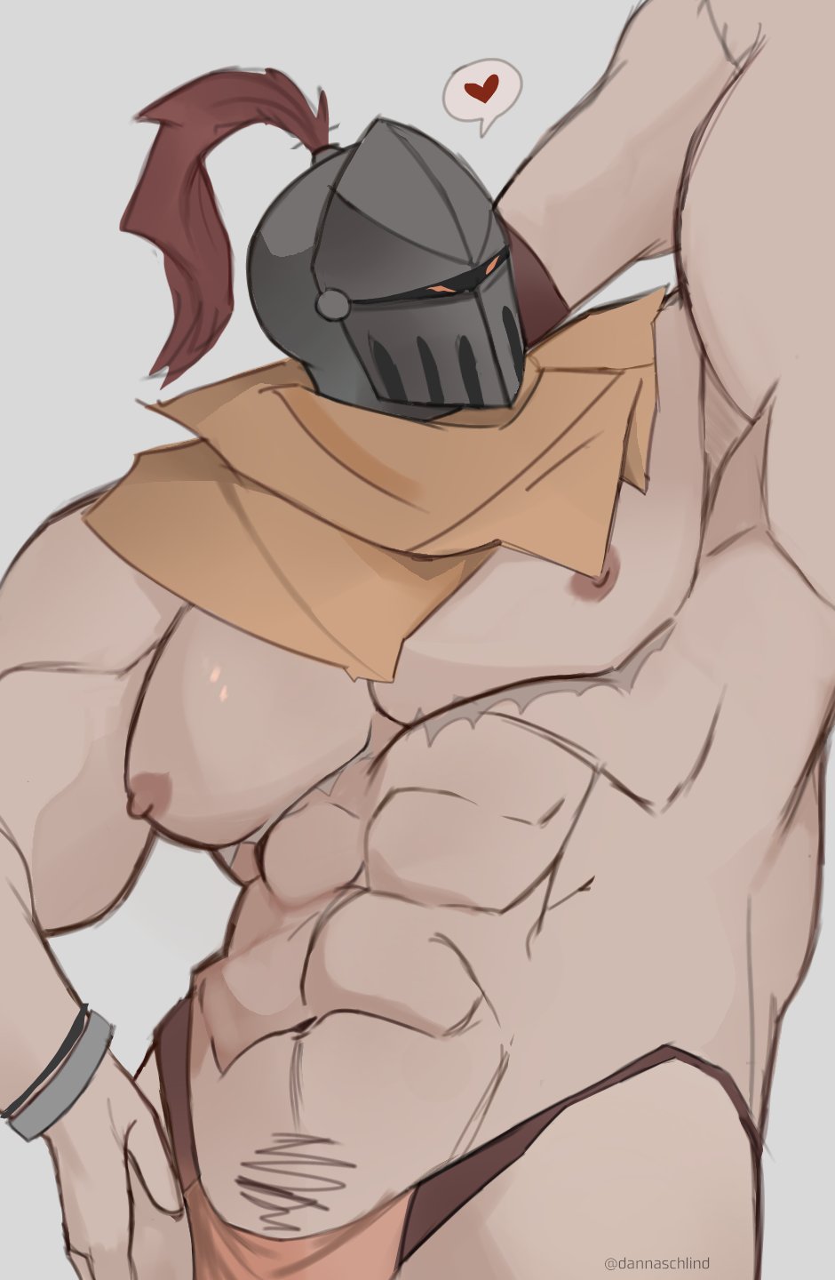 bara duncan_(schlindwein) hand_behind_head helmet male male_only mastectomy_scar muscles muscular scarf schlindwein shirtless solo solo_male