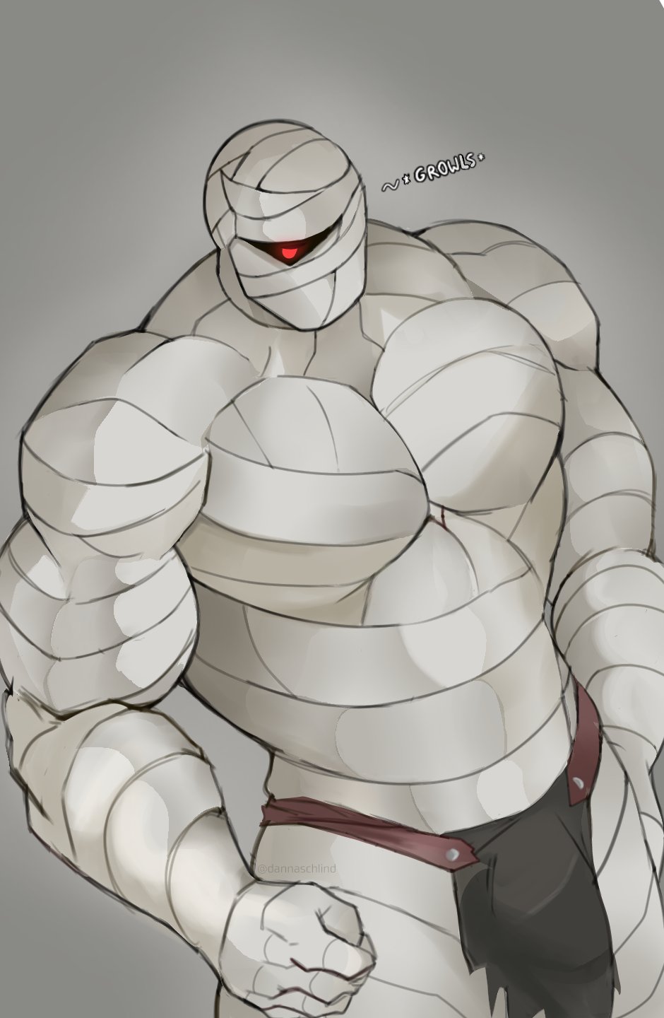 absinto_(schlindwein) bandages bara bulge loincloth male male_only mummy muscles muscular no_visible_face no_visible_genitalia schlindwein solo solo_male