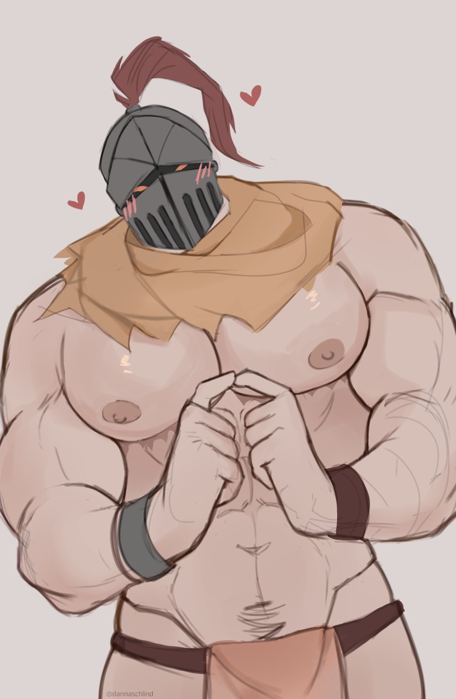 bara blush duncan_(schlindwein) helmet male male_only muscles muscular scarf schlindwein shirtless solo solo_male