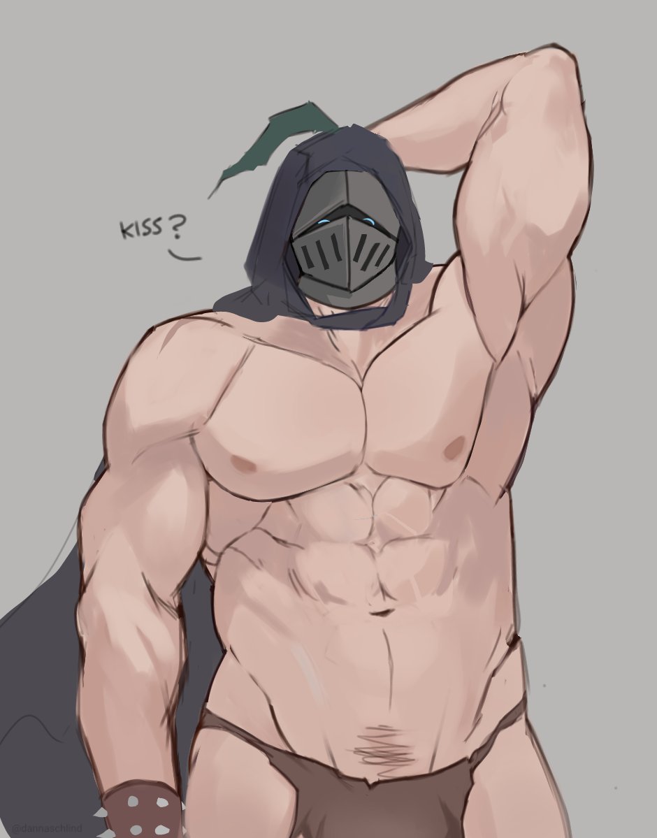 bara helmet hood male male_only muscles muscular schlindwein shirtless solo solo_male strawberry_(schlindwein)