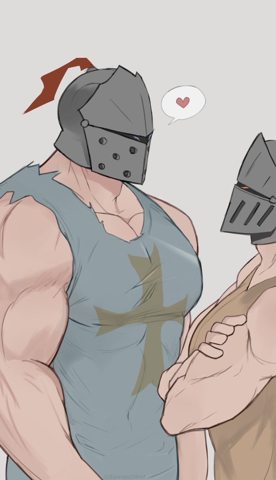 bara crossed_arms duncan_(schlindwein) height_difference helmet male male_only muscles muscular schlindwein size_difference spoken_heart tank_top