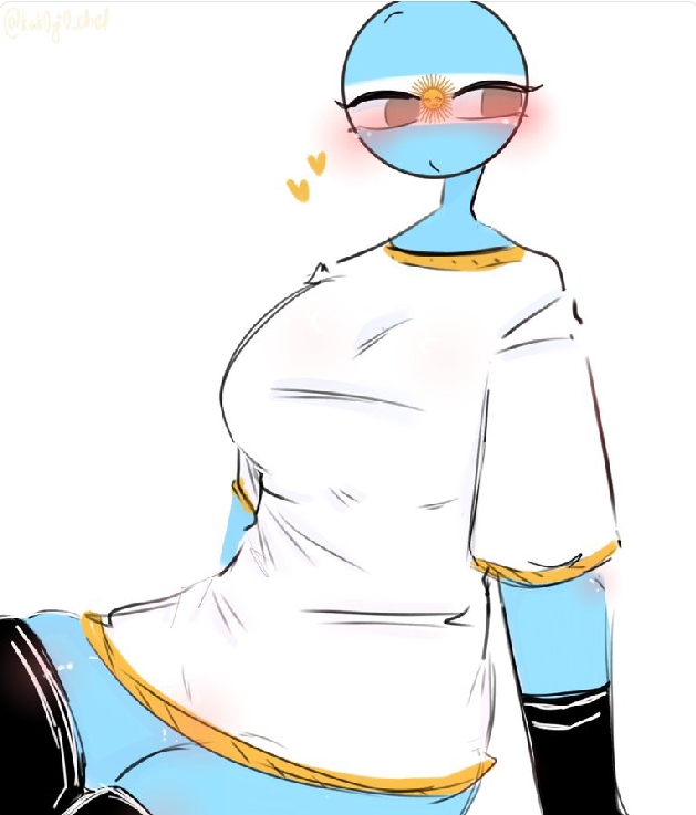 1girls, argentina (countryhumans), black sleeves, black thighhighs, clothed female, countryhumans, countryhumans girl, cyan skin, female, kak0yt0 chel, soccer uniform, thigh gap, white shirt