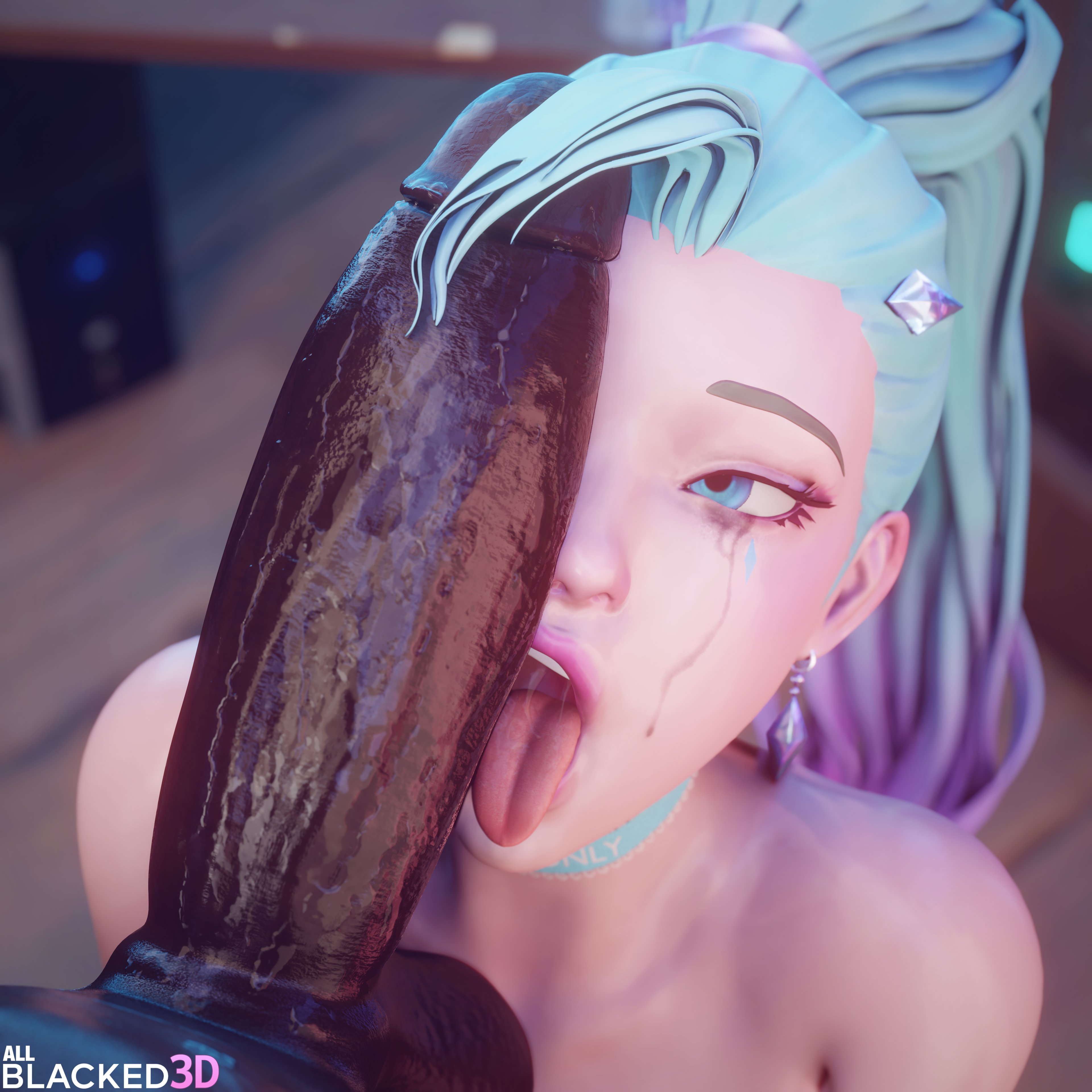 1boy, 1girls, 2023, 3d, 3d (artwork), ahe gao, allblacked3d, big penis, blender, blender (software), blue eyes, blue hair, cheating, cheating girlfriend, choker, cock worship, da đen, dark skin, dark-skinned male, dick on face, earrings, erection, eyeshadow, fellatio, female, female focus, hi res, highres, huge cock, imminent fellatio, interracial, k/da all out seraphine, k/da all out series, k/da series, large penis, league of legends, light skin, light-skinned female, lipstick, looking at penis, looking up, lucian (league of legends), makeup, male, neckwear, open mouth, penis, penis covering eyes, penis on face, pink lipstick, ponytail, purple eyeshadow, riot games, ruined makeup, runny makeup, saliva trail, seraphine (league of legends), slut collar, tongue, tongue out