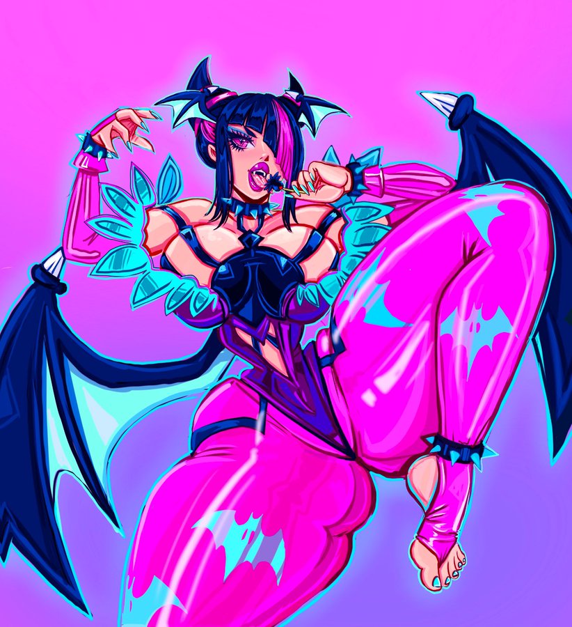 1girls ass big_ass big_breasts black_hair breasts clothing cosplay darkstalkers female female_only huge_ass huge_breasts huge_thighs juri_han large_ass large_breasts morrigan_aensland morrigan_aensland_(cosplay) pink_eyes solo solo_female street_fighter succubus theartofmathew thick_thighs wide_hips