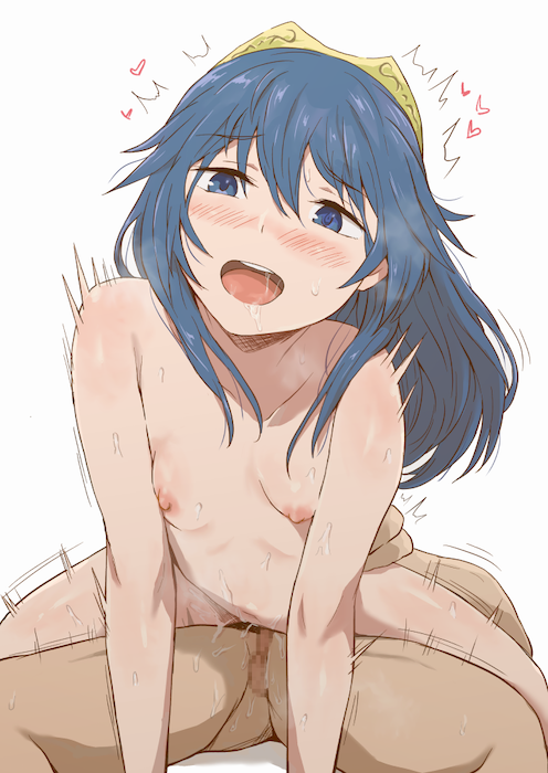 1boy 1girls blue_eyes blue_hair bodily_fluids breasts censored completely_nude cowgirl_position drooling female female_focus fire_emblem fire_emblem_awakening girl_on_top hair_between_eyes kuhuku006f86 long_hair lucina_(fire_emblem) male nintendo nipples nude nude_female open_mouth penis pussy_juice reverse_cowgirl_position saliva saliva_trail sex small_breasts solo_focus straddling sweat symbol-shaped_pupils testicles tiara vaginal_penetration white_background