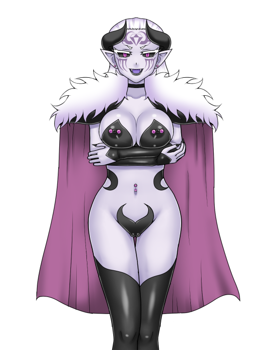 evil female female huge_ass huge_breasts icelee navel navel_piercing nipple_piercing nipples thick_thighs villain villainess wide_hips