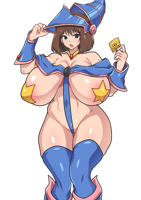 1girls big_breasts breasts condom dark_magician_girl dark_magician_girl_(cosplay) dd_(artist) hat huge_breasts pasties short_hair solo tagme tea_gardner thighhighs yu-gi-oh! yu-gi-oh!_duel_monsters