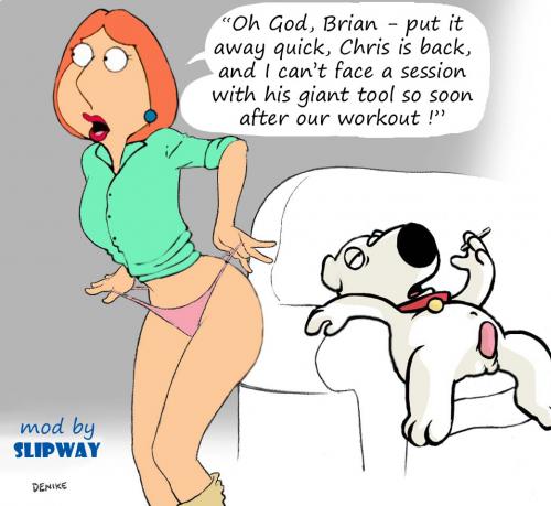 anthro brian_griffin collar denike dog dressing english_text family_guy female human lois_griffin lying male nude on_back slipway standing toony