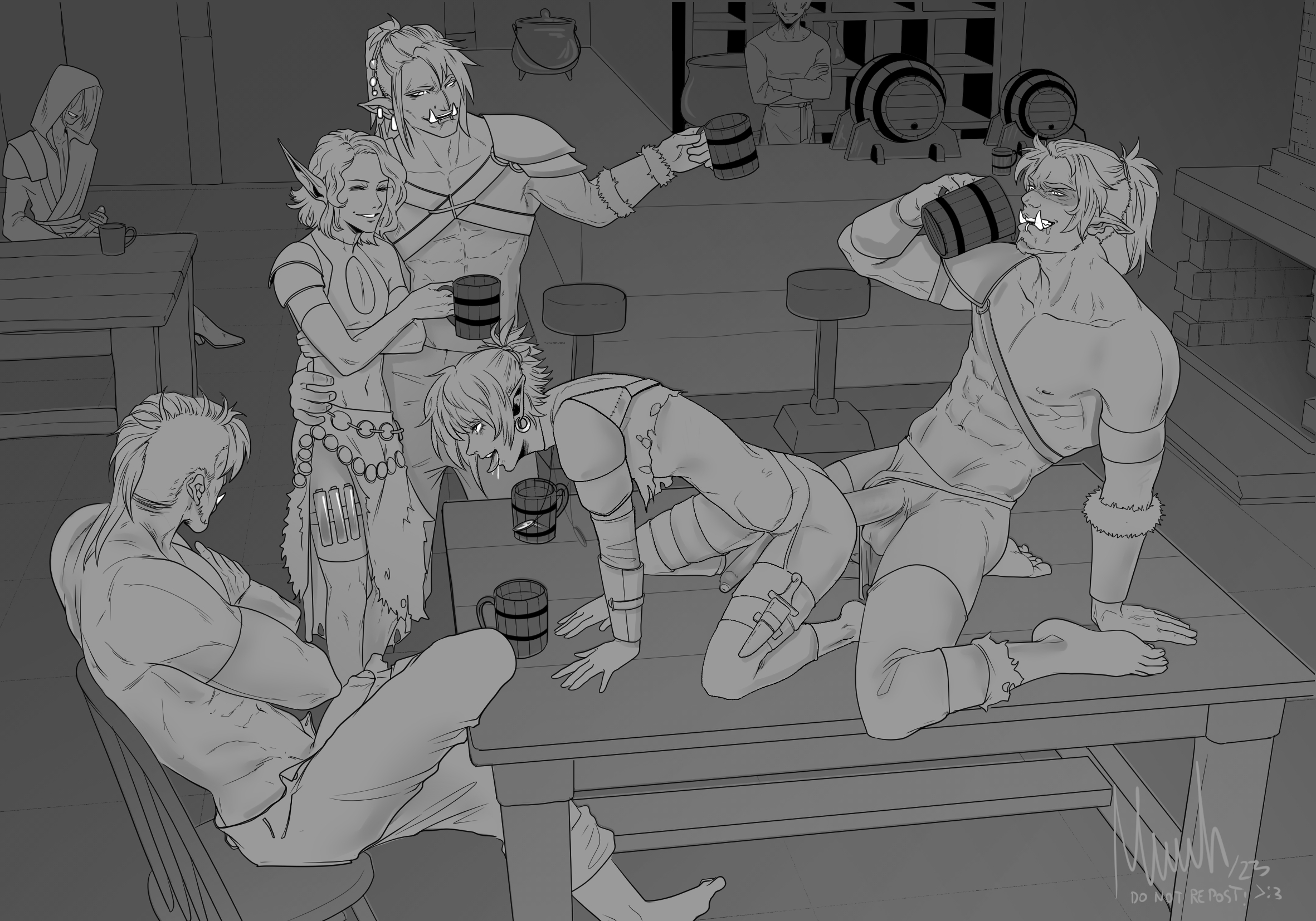 anal, anal sex, elf, exhibitionism, gay, gay sex, male, multiple boys, multiple males, orc, orc male, penis, skinny, supermuuhcow, yaoi