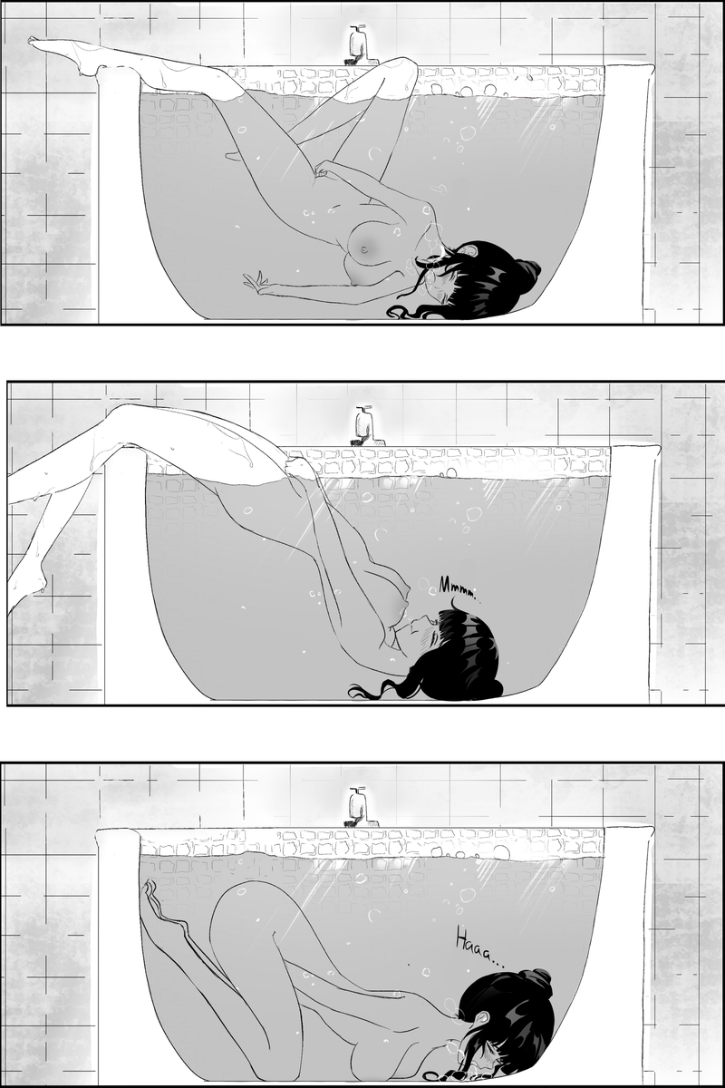 bathtub, female, marima666 (artist), masturbation, underwater