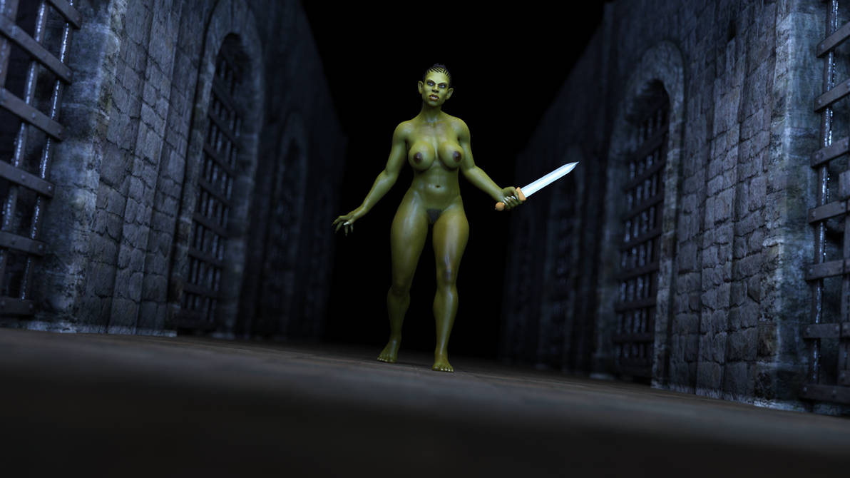 1girls 3d completely_nude completely_nude_female green_skin green_skinned_female ironclawroo nude nude_female orc orc_female original sword weapon