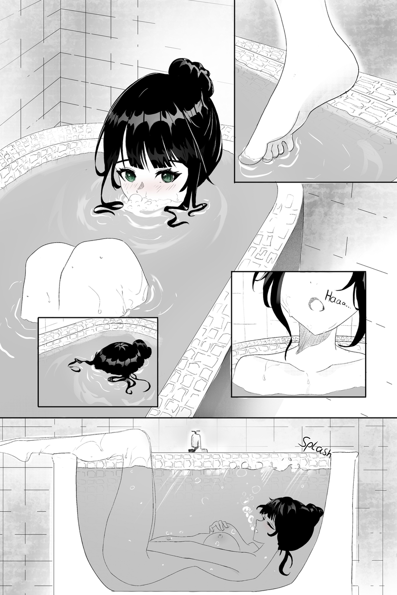 bathtub, female, marima666 (artist), masturbation, underwater
