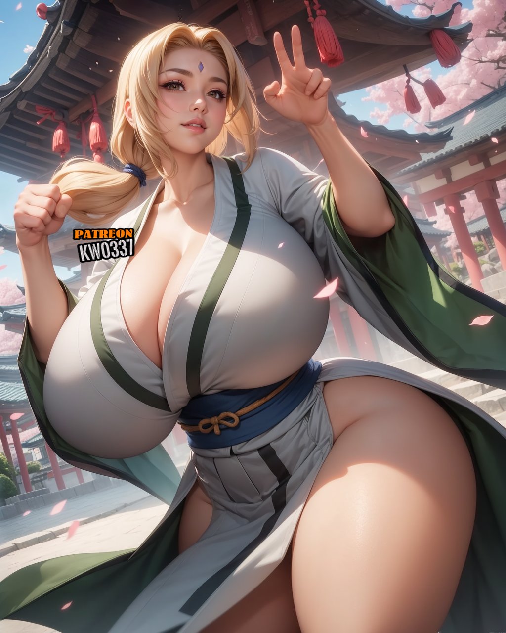 1girls, ai generated, big breasts, blonde hair, breasts, female, female only, kw0337, mommy, naruto, naruto (series), naruto shippuden, ponytail, solo, tagme, tsunade