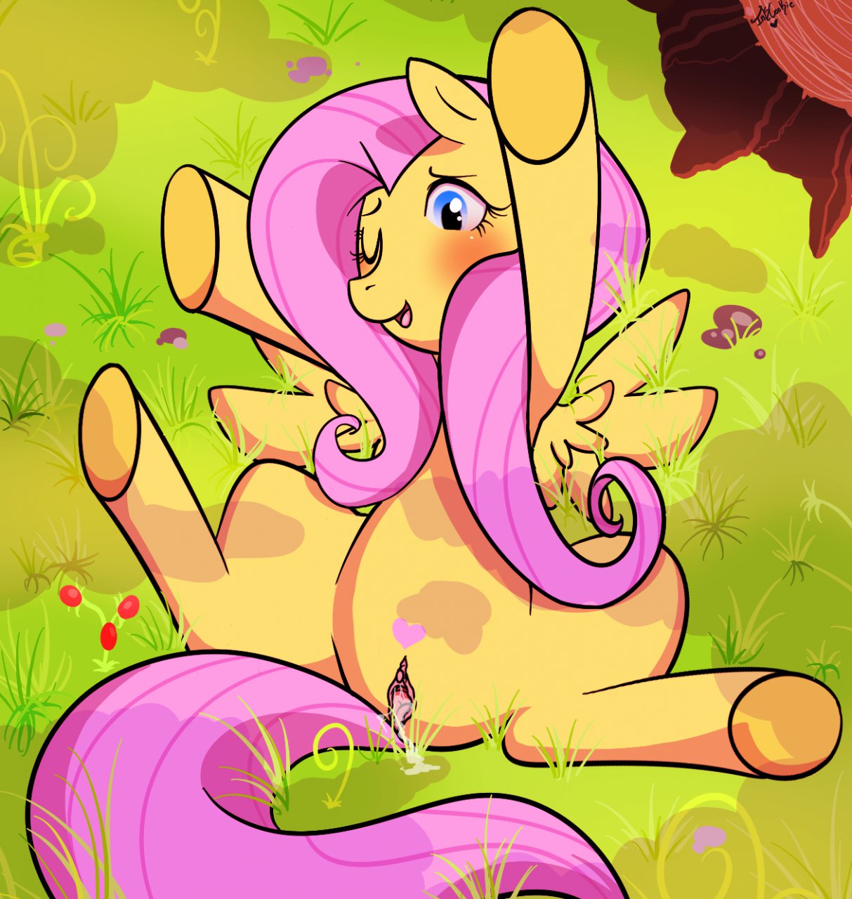 female female_only feral fluttershy_(mlp) friendship_is_magic inkcookie my_little_pony nude pegasus pussy solo tagme