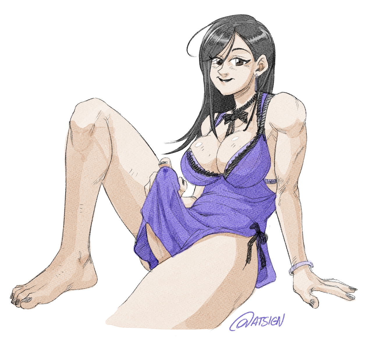 1futa, 2021, atsign34, barefoot, big breasts, big penis, black hair, bracelet, breasts, clothed, clothing, dickgirl, erection, erection under clothes, evening gown, feet, final fantasy, final fantasy vii, futa only, futanari, human, intersex, light skin, light-skinned futa, lipstick, long hair, looking at viewer, mammal, mostly clothed, painted nails, painted toenails, penis, penis under clothes, penis under dress, precum, sitting, smile, solo, solo futa, square enix, tifa lockhart