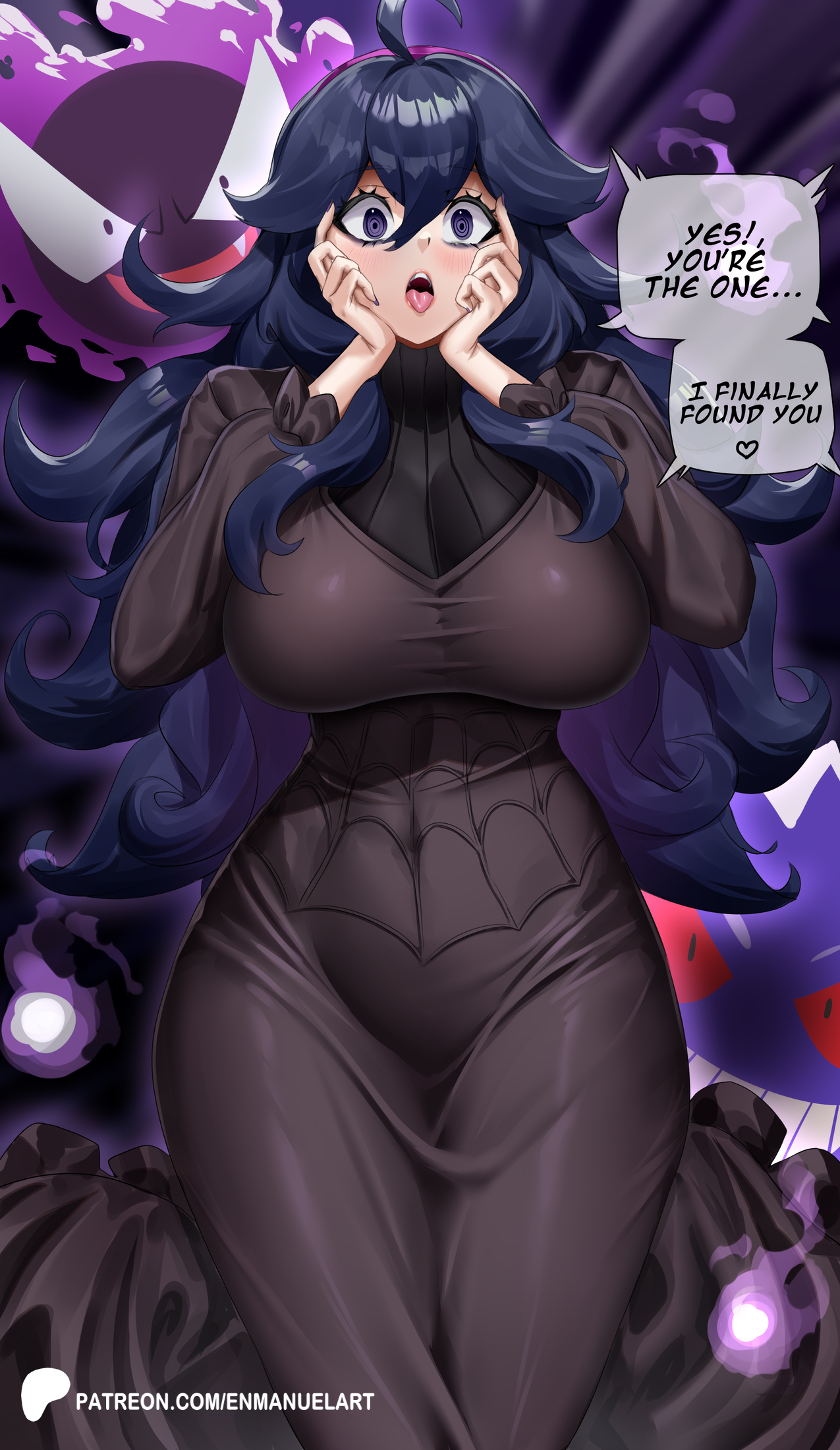 1girls, breasts, enmanuelart20, female, hex maniac, hips, huge breasts, light skin, light-skinned female, long hair, nintendo, pokemon, pokemon xy, purple eyes, purple hair, thick thighs, thighs, wide hips
