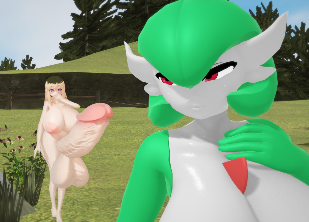 1futa 1girls 3d batsuichide_nakimushina_otonarisan black_hair crossover crybabyfuta erect_penis erection forest futanari gardevoir generation_3_pokemon green_hair heart-shaped_pupils heat huge_ass huge_breasts huge_cock hyper imminent_rape imminent_sex koikatsu looking_back my_divorced_crybaby_neighbour ochiai_san pokemon pokemon_(species) pokephilia smiling tagme yellow_hair