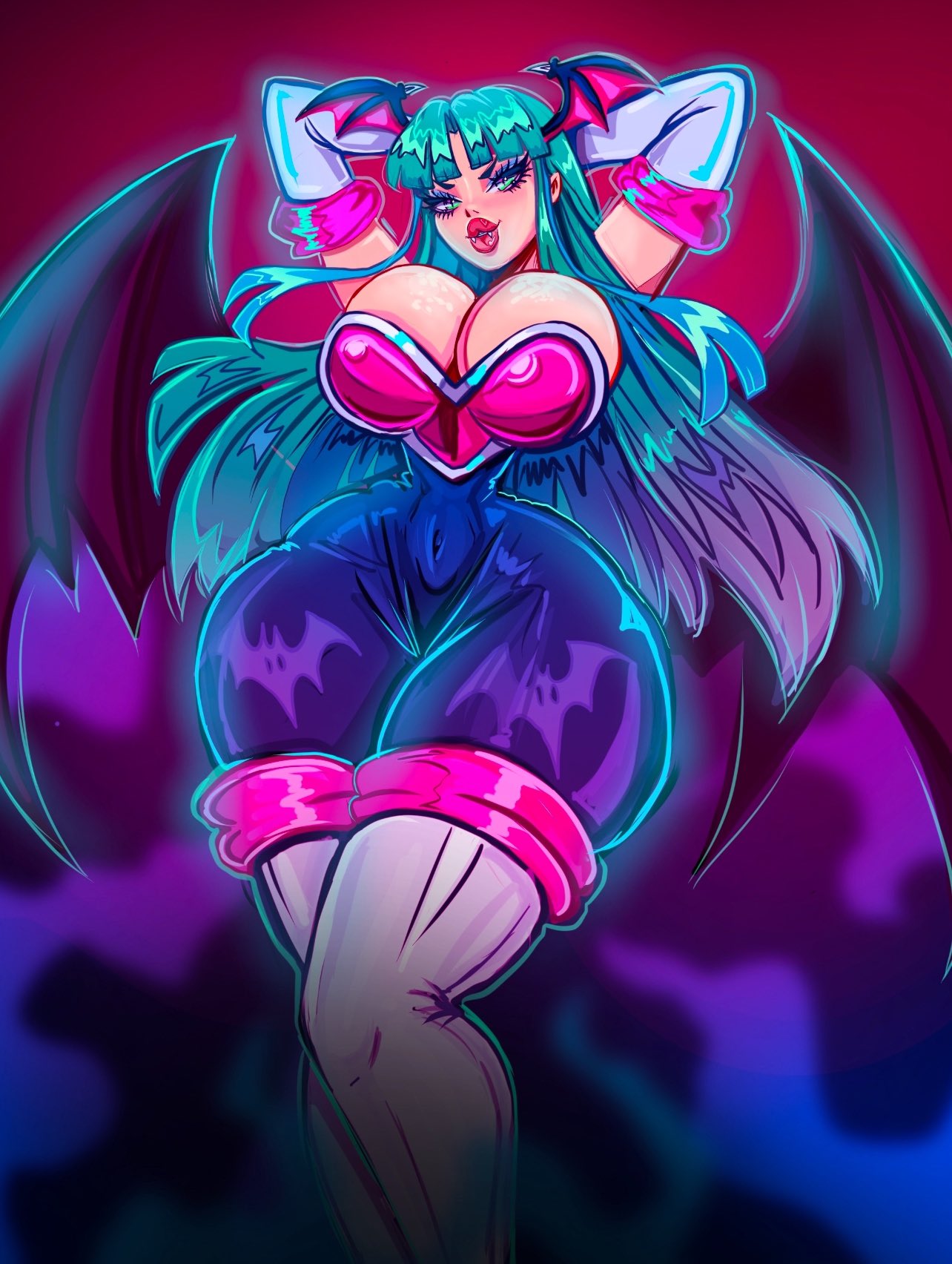 big_ass big_breasts clothing cosplay darkstalkers female female_only heart huge_ass huge_breasts large_breasts morrigan_aensland rouge_the_bat rouge_the_bat_(cosplay) solo_female sonic_(series) sonic_the_hedgehog_(series) succubus theartofmathew thick_thighs wings