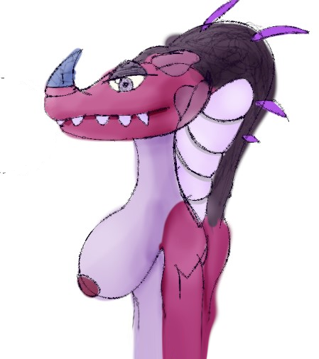 anthro big_blue_bubble breasts dawn_of_fire female incisaur my_singing_monsters nipples non-mammal_breasts rare_incisaur scalie side_view solo unknown_artist