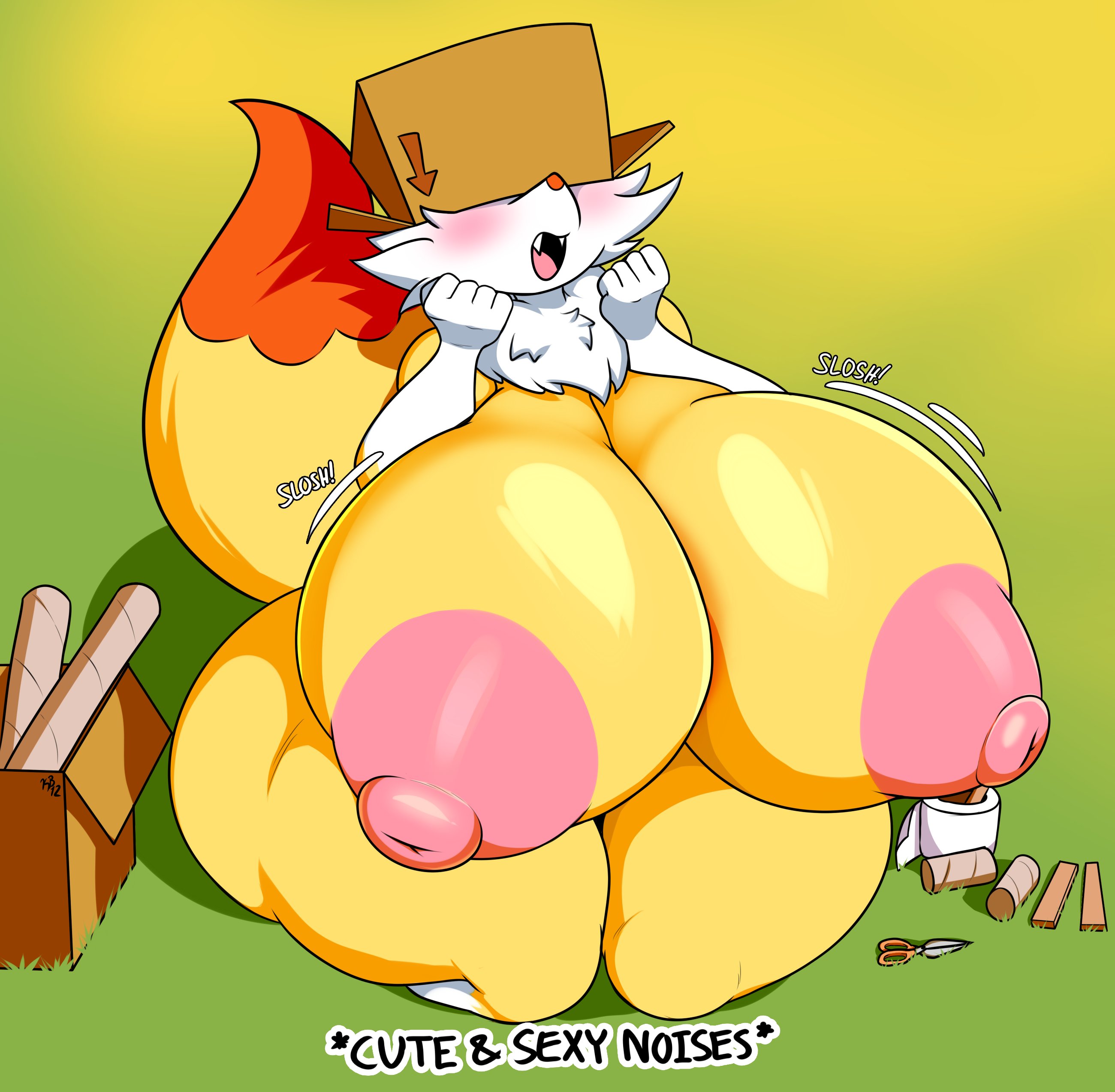 1girls, 2023, alternate breast size, anthro, breasts, breasts bigger than head, completely nude, female, female only, fennekin, full body, furry, generation 6 pokemon, huge breasts, huge thighs, kirbot12, naked, naked female, niki (dofunut), nintendo, nude, nude female, outside, pokémon (species), pokemon, pokemon (species), solo, solo female, thick thighs, wide hips