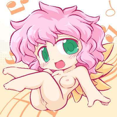 1girls ass big_ass breasts chibi feathers harpy_(puyo_puyo) medium_breasts naked nipples pink_hair pussy puyo_puyo short_hair sinogo thick_thighs thighs wings