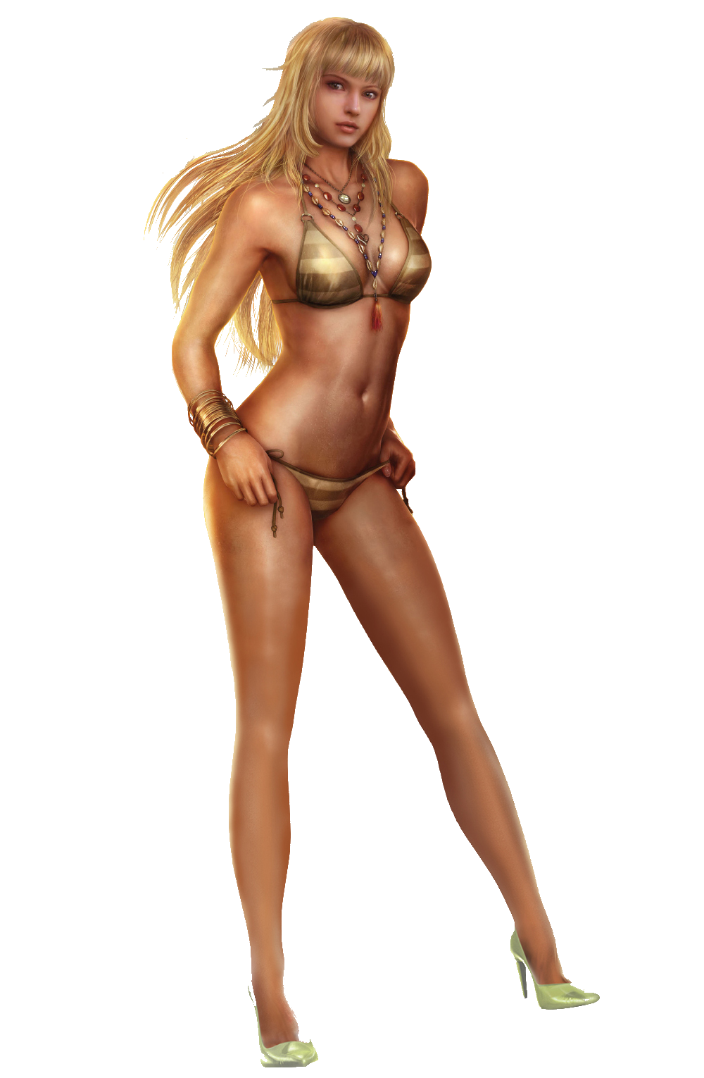 1girls 2009 3d alternate_version_available bandai_namco bangle bikini bikini_bottom bikini_top blonde_eyebrows blonde_female blonde_hair blonde_hair_female blue_eyes bracelet breasts collar emilie_de_rochefort female female_abs female_focus female_only fighting_game full_body gold_bikini high_heels jewelry legs long_hair long_legs looking_at_viewer magazine magazine_cover midriff namco side-tie_bikini solo standing striped striped_bikini striped_swimsuit swimsuit tall tall_female tekken tekken_2 tekken_5_dark_resurrection tekken_6 tekken_6_bloodline_rebellion tekken_7 tekken_revolution tekken_tag_tournament_2 video_game_character video_game_franchise video_games yellow_high_heels