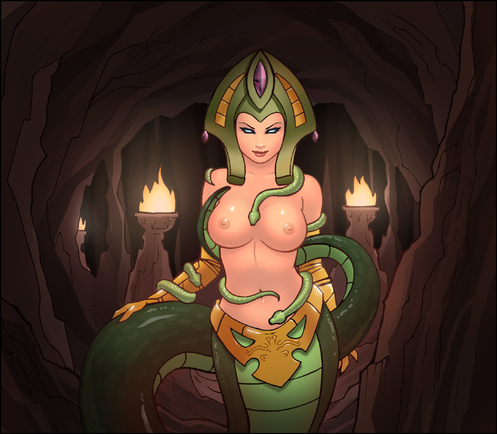 breasts cassiopeia_du_couteau female lamia league_of_legends naga nipples rplatt scales smooth_skin snakes tail tail_around_self tail_on_breasts topless