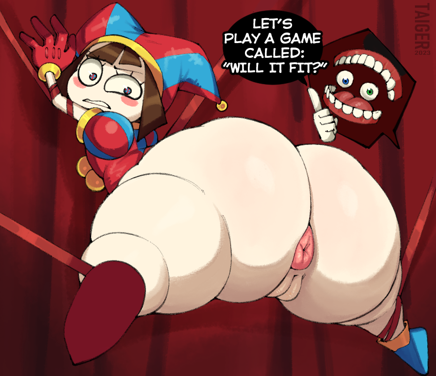 1girls 2023 2d 2d_(artwork) 2d_artwork anus anus_focus ass asshole bbw big_ass brown_hair caine_(the_amazing_digital_circus) dat_ass dialogue dubious_consent fat female gigantic_ass glitch_productions gloves gooseworx hat huge_ass jester jester_cap jester_costume jester_hat jester_outfit looking_at_ass massive_ass pomni pomni_(the_amazing_digital_circus) pussy round_ass short_hair shortstack taigerarts the_amazing_digital_circus thick_ass thick_thighs uncensored